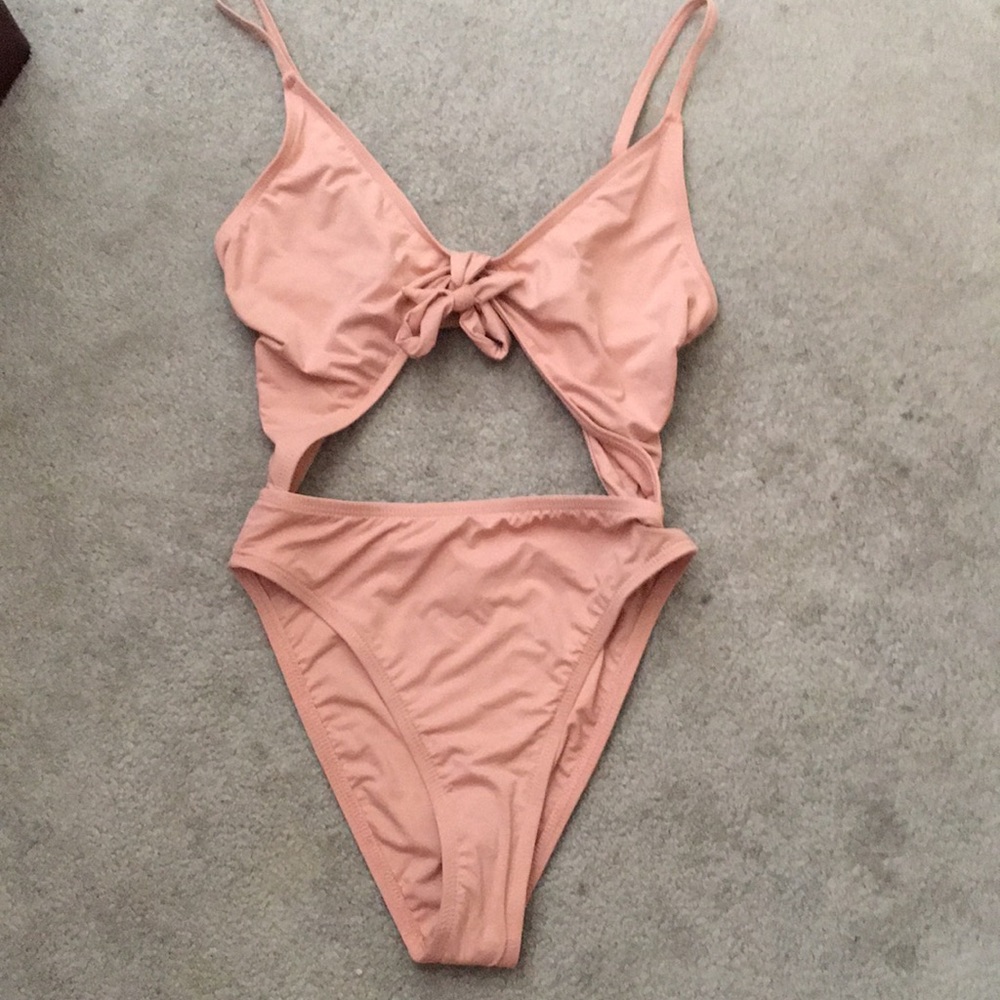 High cut tie front one piece